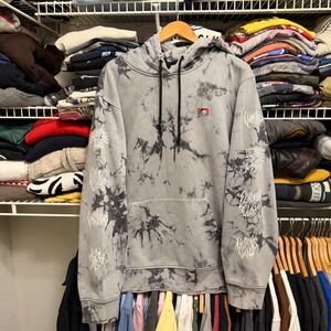 Lurking Class Hoodie Men XL Grey Tie Dye Pullover Graphic Streetwear Goth Skater